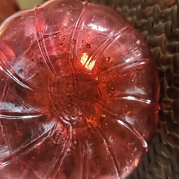 Vintage Fenton Style Glass Basket Vase Cranberry Red Burgundy Vase - Picture 5 of 10